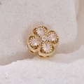 Golden clover charm with sparkling pear-shaped zircons for DIY jewelry making - Clover Pear Style (2) / 2 (Gold)
