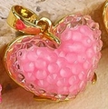 Pendentif cœur en résine rose avec bordure dorée pour la création de bijoux DIY - Pêche