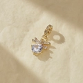 Elegante ciondolo a fiocco dorato con zircone bianco e diamanti per gioielli fai da te - Ciondolo a Fiocco Rotondo (8) / Oro