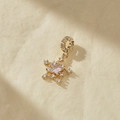 Elegante ciondolo a stella dorato con gemma viola e cristalli scintillanti per gioielli fai da te - Ciondolo a Stella con Pietra Viola (9) / Oro