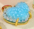 Pendentif cœur en résine bleu clair, texture diamantée et monture en métal doré - Bleu lac