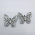 Silver color butterfly pendants with clear cubic zirconia in micro-pave setting - Silver
