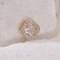Golden four-leaf clover charm with star-cut zircon and pave diamonds for DIY jewelry - 5 (Gold)