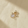 Ciondolo dorato celeste con zircone rettangolare e ciondoli a stella scintillanti - Ciondolo Stellato in Zircone Rettangolare (11) / Oro