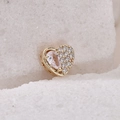 Golden heart-shaped jewelry bead with pear-cut cubic zirconia and micro-pave setting - 7 (Gold)
