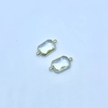 Pair of rectangular crystal connector pendants with gold plating for DIY jewelry making - White