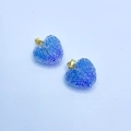 Pendentif cœur DIY avec texture dégradée bleue sucrée et anneau en métal doré - Bleu / Or