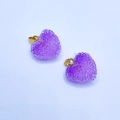 Pendentif cœur violet à texture sucrée avec bélière dorée pour bijoux DIY - Violet / Or