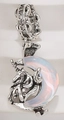Silberner Einhorn- und Opalmond-Anhänger mit Kristallring für DIY-Armbänder und Ketten - Mond