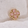 Pink gemstone four-leaf clover charm in gold plating for DIY jewelry making - 10 (Gold)