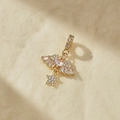 Pendente cuore ali d'angelo dorato con ciondolo a stella e zirconi scintillanti - Ciondolo Stella Ali di Cuore (16) / Oro