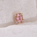Pink emerald cut gemstone pendant with shimmering zircon accents in gold plating - 11 (Gold)