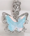 DIY Schmetterling-Anhänger in Meersalzblau mit Opal-Inlay und Kristallen für Armbänder - Schmetterling