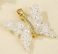 Colgante de mariposa dorado con alas blancas mates e incrustaciones de circonitas - Mariposa Blanca