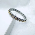 Bracelet à breloques italien en acier inoxydable avec maillons abeille dorés et base argent - Style Abeille Or Argent