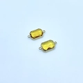 Set of 2 yellow emerald-cut crystal connectors with gold metal frames for DIY jewelry - Yellow