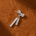 Elegante ciondolo a fiocco argento con nappe in zircone bianco per gioielli DIY - Nappa a Fiocco Zircone Scala (3) / Argento