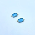 Classic rectangle blue faceted crystal connector with gold metal frame for DIY jewelry - Lake Blue