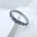 Italian charm bracelet in silver stainless steel with blue iris flower and small blue crystal - Blue Iris Pattern (23)