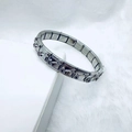 Italian charm bracelet in stainless steel featuring heart and arrow relief patterns - Silver Heart Arrow Style
