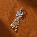 Elegante ciondolo a farfalla d'argento con cristalli e catenine con perline metalliche - Nappa a Farfalla Zircone Goccia d'Acqua (6) / Argento