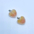 Gradient orange heart pendant with frosted sugar texture and silver metal clasp - Orange / Silver