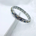 Italian modular charm bracelet with dark blue enamel flower on stainless steel base - Deep Blue Hexagonal (26)