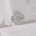 Sparkling four-leaf clover charm with pave-set crystals and silver beaded edge - 2 (Silver)