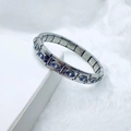 Italian charm bracelet in stainless steel with blue and white geometric enamel patterns - Blue White Rhombus (27)