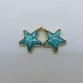 Star-shaped gold alloy pendant with blue resin and glitter inlay for jewelry making - Lake Blue Star