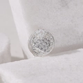 Silver hollow heart charm bead with sparkling zirconia for DIY jewelry making - 3 (Silver)
