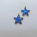 Star-shaped golden alloy charms with sparkling blue resin fill for DIY jewelry making - Royal Blue Star