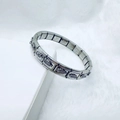 Bracelet modulaire en acier inoxydable argenté avec relief plume et poinçon - Style Plume Argentée