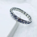 Bracelet modulaire en acier inoxydable rétro avec breloques émaillées bleues et blanches - Style Décor Bleu Blanc Vintage (7)