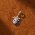 Elegante ciondolo a fiocco in argento con pietre di zircone bianco per gioielli DIY - Ciondolo Rotondo a Fiocco (8) / Argento