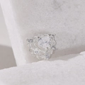 Silver-tone heart charm bead with a large central gem and intricate floral filigree detail - 4 (Silver)
