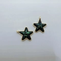 Star-shaped gold alloy pendants with black resin and glittering green iridescent flakes - Dark Green Star