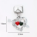 Italian modular DIY heart charm with cupid arrow and zircon stones in 1.8x2.3cm - Two-Tone Heart with Arrow