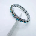 Bracelet modulaire italien en acier inoxydable avec pierre turquoise et motifs dorés - Style Pierre Couleur Turquoise (8)