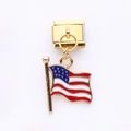 Gold-plated Italian modular link charm featuring an enamel American flag design - National Flag