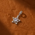 Ciondolo a stella in argento con zirconi scintillanti per design di gioielli fai-da-te - Ciondolo a Stella con Pietra (9) / Argento