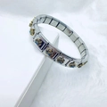 Italian charm bracelet in stainless steel with gold crown charms and blue enamel - Golden Crown Style (31)
