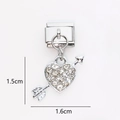 Silver heart and arrow charm with crystal rhinestones for modular charm bracelets - Heart with Arrow