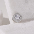 Square halo stud earring with silver metal setting and pavé set cubic zirconia stones - 6 (Silver)