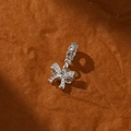 Elegante ciondolo a fiocco in argento con zirconi per creazioni di gioielli DIY - Ciondolo a Fiocco Micro Pave (10) / Argento