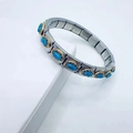 Bracelet italien en acier inoxydable avec breloques ovales en turquoise vintage - Style Turquoise Ovale (11)