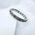 Italian modular stainless steel bracelet with golden blue daisy flower charms - Golden Daisy Style (33)