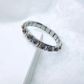 Italian style stainless steel bracelet featuring gold sun flowers with blue stones - Golden Sunflower (35)