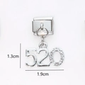 Silver 520 number pendant charm with crystal rhinestones for Italian DIY bracelets - 520 Numbers