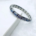 Bracelet italien modulaire en acier inoxydable avec croix géométrique en émail bleu - Style Croix Bleue (15)
